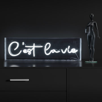C'est La Vie Contemporary Glam Acrylic Box USB Operated LED Neon Light - JONATHAN Y